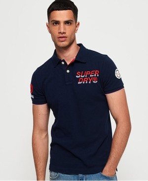 Superdry Super State Champion Organic Cotton Férfi Póló Sötétkék | EFKTW6438